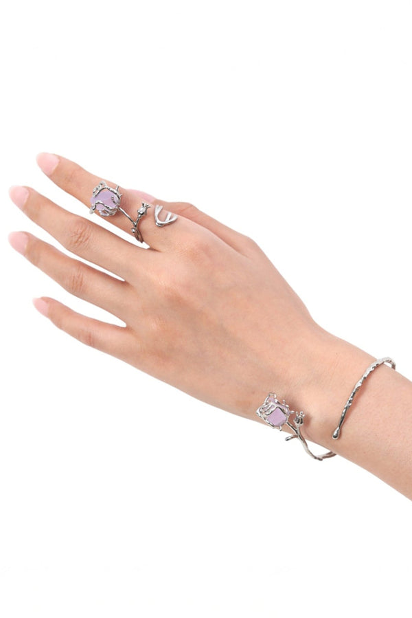 Lilac Natural Stone Rose Ring & Bracelet