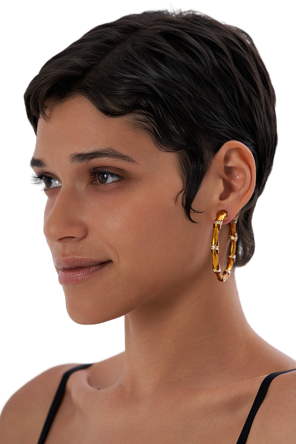 Amber Bamboo Hoops